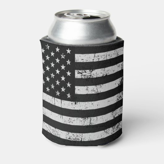 Zwarte en witte Amerikaanse vlag Blikjeskoeler (Blikje Achterkant)