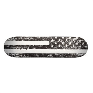 Zwarte en witte Amerikaanse vlag Skateboard