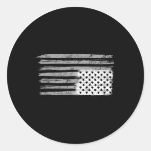 Zwarte en witte Amerikaanse vlag weerstaan onderst Ronde Sticker