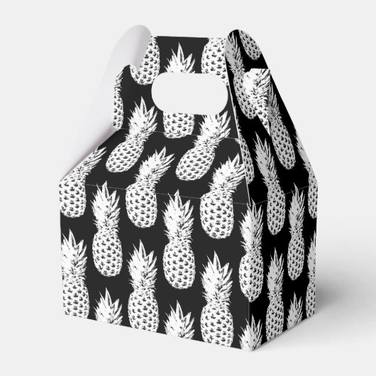 Zwarte en witte anananas, aangepast bruiloft bedankdoosjes (Achterkant)
