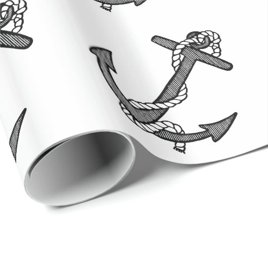 zwarte en witte anker en helling cadeaupapier (Rol Hoek)