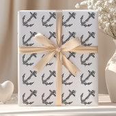  zwarte en witte anker en helling cadeaupapier