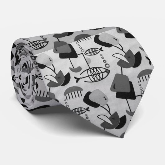 Zwarte en witte atoompatroonplaat Stropdas (Opgerold)