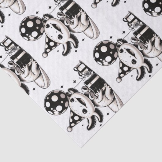 Zwarte en witte Axolotls Verjaardag Tissuepapier (Detail)