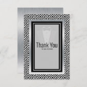 Zwarte en witte bachelorpartij bedankkaart (Voorkant / Achterkant)