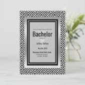 Zwarte en witte bachelorpartij save the date (Staand voorkant)