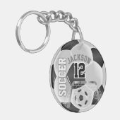 Zwarte en witte ⚽ Ball Sport Sleutelhanger (Voorkant Links)
