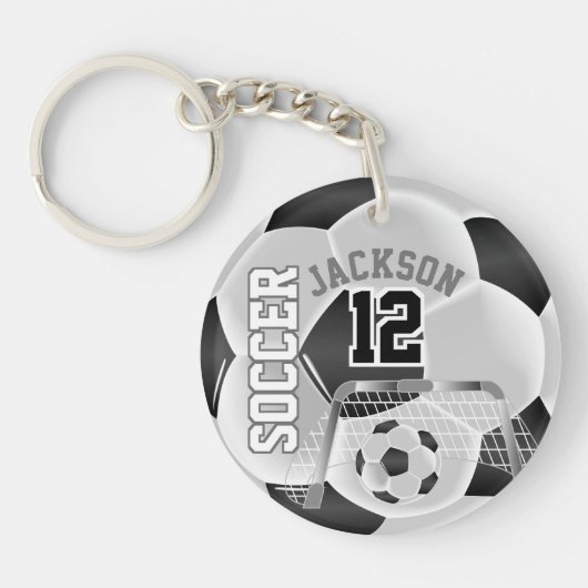 Zwarte en witte ⚽ Ball Sport Sleutelhanger (Voorkant)