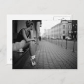 Zwarte en witte ballerina briefkaart (Voorkant / Achterkant)