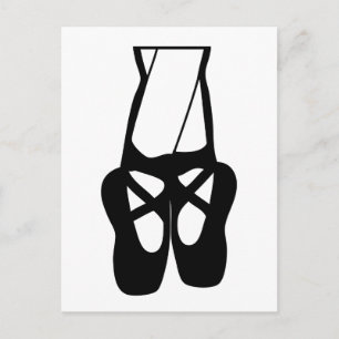 Zwarte en witte balletslippers en puntenpapier briefkaart
