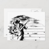 Zwarte en witte banjo Man Post Card Briefkaart (Voorkant / Achterkant)