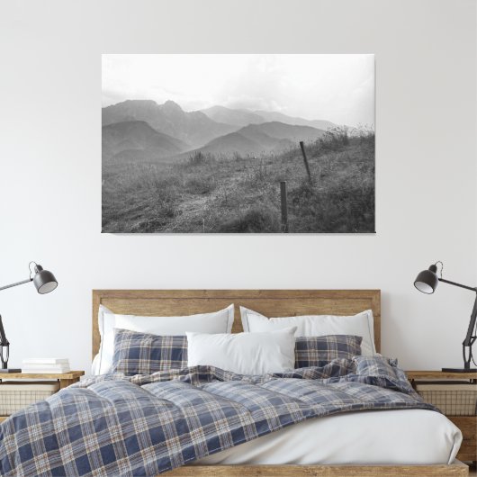 Zwarte en witte bergen canvas. canvas afdruk (Insitu (Slaapkamer))