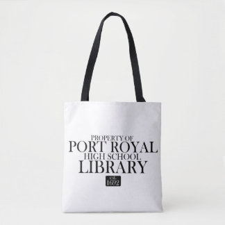 Zwarte en witte BHS BIBLIOTHEEK canvas tas. Draagtas