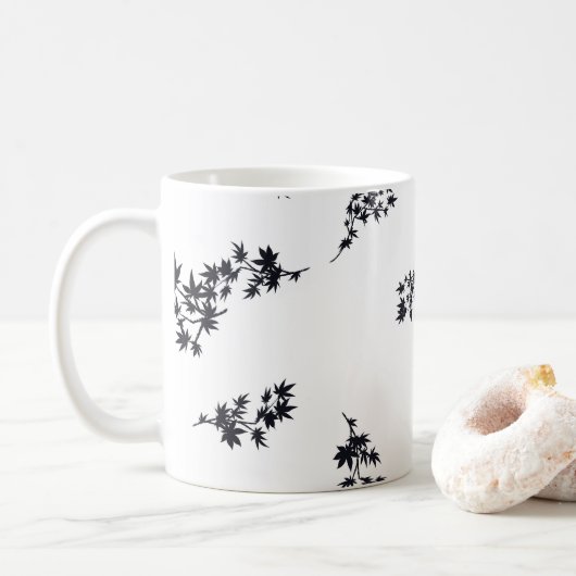 Zwarte en witte bladeren koffiemok (Met donut)