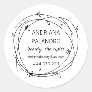 Zwarte en witte bladreuzel logo ronde sticker