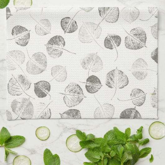Zwarte en witte bladzijden patroon © Sandy Long Theedoek (Gevouwen)