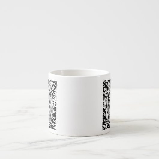 Zwarte en witte blauwe ogen wild tijgergezicht espresso kop (Voorkant)