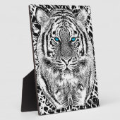 Zwarte en witte blauwe ogen wild tijgergezicht fotoplaat (Zijkant)