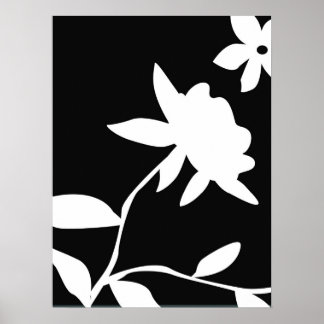 Zwarte en witte bloem poster