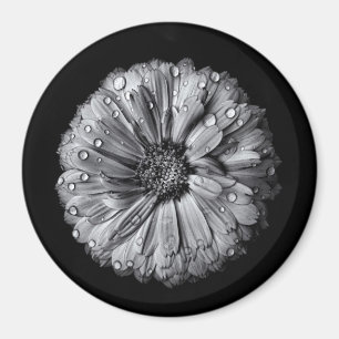 Zwarte en witte bloemen 10 magneet
