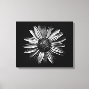 Zwarte en witte bloemen 18 canvas afdruk