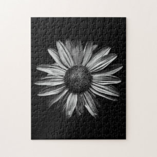 Zwarte en witte bloemen 18 legpuzzel