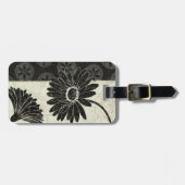Zwarte en witte bloemen bagagelabel (Voorkant horizontaal)