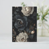 Zwarte en witte bloemen bedankkaart (Staand voorkant)