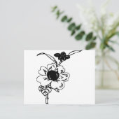Zwarte en witte bloemen briefkaart (Staand voorkant)