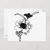 Zwarte en witte bloemen briefkaart (Voorkant / Achterkant)