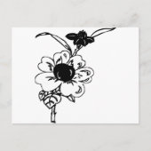Zwarte en witte bloemen briefkaart (Voorkant)