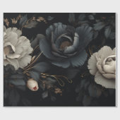 Zwarte en witte bloemen cadeaupapier (Vlak)