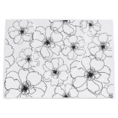 Zwarte en witte bloemen cadeautas (Voorkant)