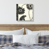 Zwarte en witte bloemen canvas afdruk (Insitu (Slaapkamer))