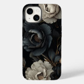 Zwarte en witte bloemen Case-Mate iPhone case (Achterkant)