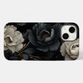 Zwarte en witte bloemen Case-Mate iPhone case (Achterkant (horizontaal))