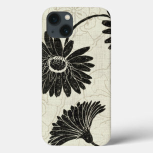 Zwarte en witte bloemen iPhone 13 hoesje