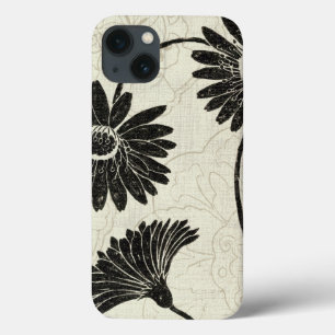 Zwarte en witte bloemen iPhone 13 hoesje