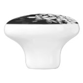 Zwarte en witte bloemen keramische knop (Zijkant)