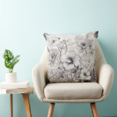 Zwarte en witte bloemen kussen (Stoel)