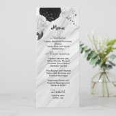 zwarte en witte bloemen mooie bruiloft menu (Staand voorkant)