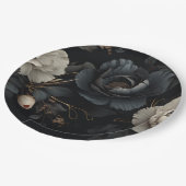 Zwarte en witte bloemen papieren bordje (Gekanteld)