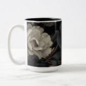 Zwarte en witte bloemen tweekleurige koffiemok (Links)