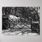 ZWARTE EN WITTE BOMEN EN GATE LANDSCHAP POSTER (Voorkant)