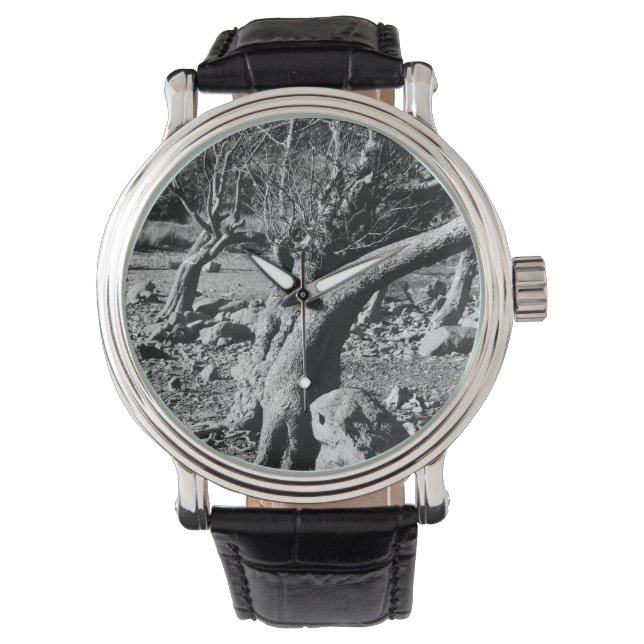 ZWARTE EN WITTE BOMEN HORLOGE (Voorkant)