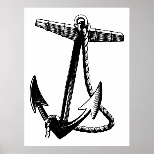  zwarte en witte boog Anchor en Rope Poster (Voorkant)