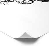 Zwarte en witte boom van het leven met Bloemen Poster (Hoek)