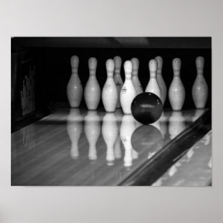 Zwarte en witte Bowling Poster