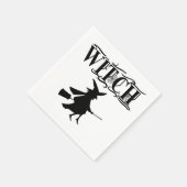 Zwarte en witte boze vliegende heks Halloween Servet (Hoek)