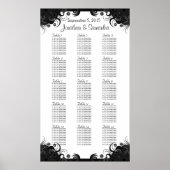Zwarte en witte bruiloft 15 tafels Zittingskaarten Poster (Voorkant)